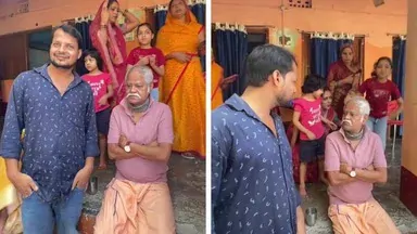 बिहार: लुंगी-टीशर्ट पहन बरामदे में बैठे, कुल देवी से लिया आशीर्वाद; गांव पहुंचे अभिनेता संजय मिश्रा का देसी अंदाज