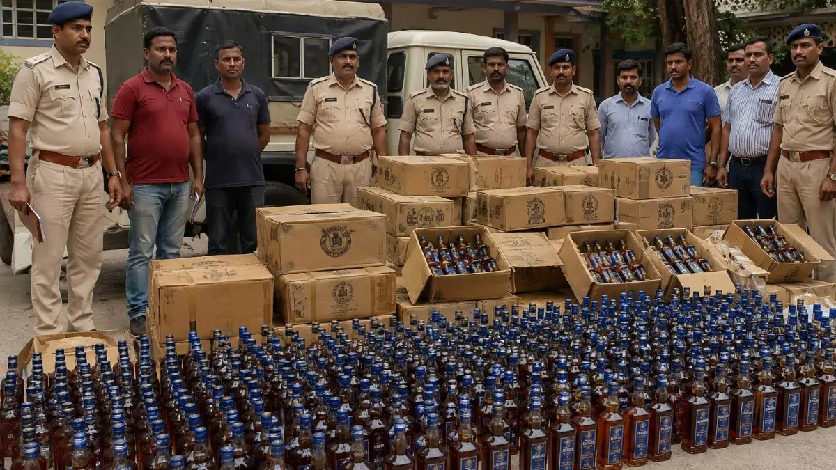 दरभंगा में अवैध शराब के खिलाफ बड़ी कार्रवाई, 6.50 लाख की विदेशी शराब बरामद, 2 तस्कर फरार