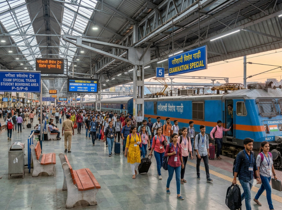 परीक्षाार्थियों की सुविधा हेतु रेलवे द्वारा विशेष ट्रेनों का संचालन